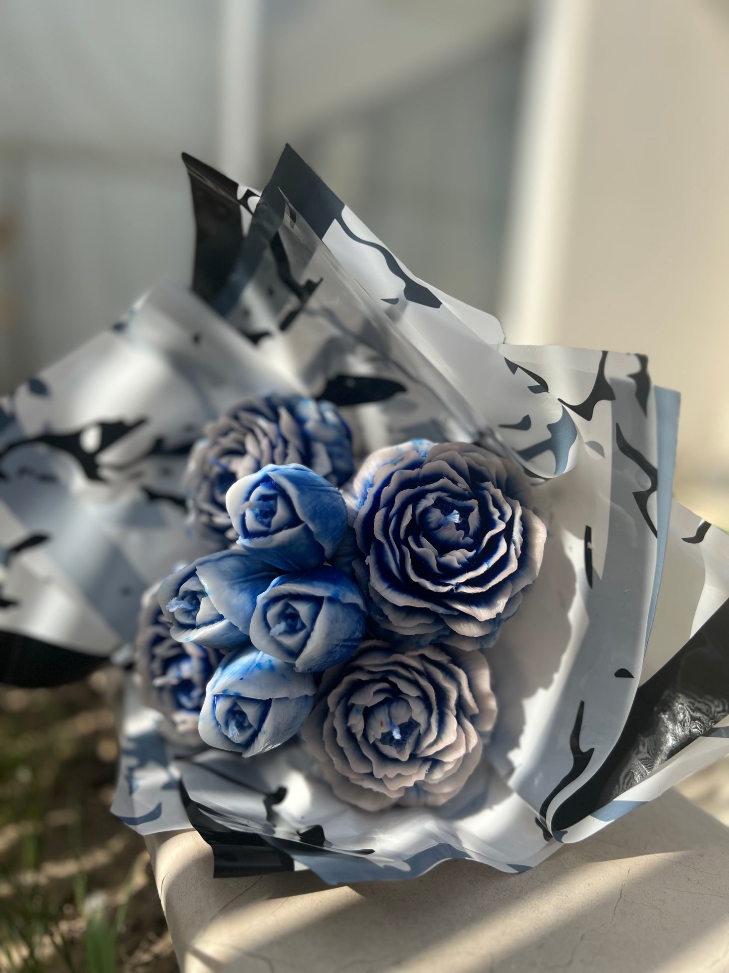 Ocean blue bouqet candle