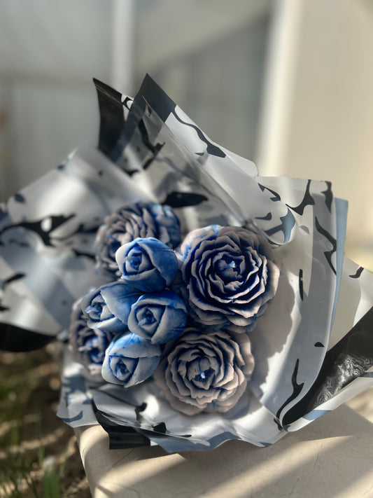 Ocean blue bouqet candle